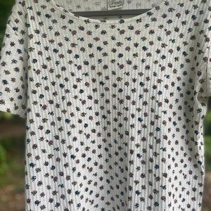 90s Floral Ribbed T-Shirt